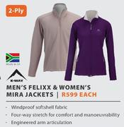 2-Ply K-Way Men's Felixx & Women's Mira Jackets-Each