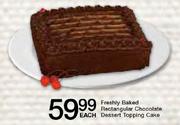 Freshly Baked Rectangular Chocolate Dessert Topping Cake Each