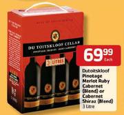 Du Toitskloof Pinotage Merlot Ruby Cabernet(Blend) or Cabernet Shiraz(Blend)-3Ltr Each