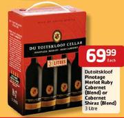 Dutoitskloof Pinotage Merlot Ruby Cabernet(Blend) or Cabernet Shiraz(Blend)-3ltr Each