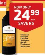 Simonsvlie Lifestyle Cabernet Sauvignon, Merlot, Pinotage or Shiraz-750ml Each