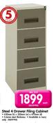 Steel 4 Drawer Filing Cabinet-Each