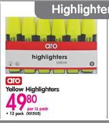 Aro Yellow Highlighters-Per 12 Pack