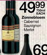 Zonnebloem Cabernet Sauvignon/Merlot-750ml Each