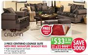 3 Piece Centrino Lounge Suite With Free Signature Shaggy Rug