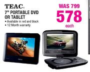 Teac 7" Portable DVD Or Tablet-Each