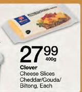 Clover Cheese Slices Cheddar/Gouda/Biltong-400gm Each