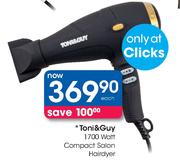 Toni & Guy 1700 Watt Compact Salon Hair Dryer-Each