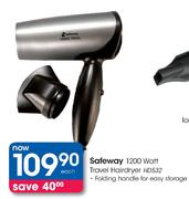 Safeway 1200Watt Travel Hairdryer (HD532)-Each