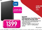 Seagate 3TB Expansion Hard Drive Plus AVG Internet Security 2013-Per Bundle