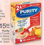 Purity 2nd/3rd Foods Just Add Water Cereal Assorted-200g Each