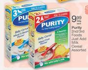 Purity 2nd/3rd Foods Just Add Milk Cereal Assorted-200g Each