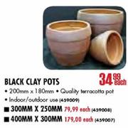 Black Clay Pots-200x180mm Each