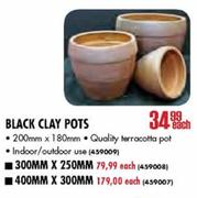 Black Clay Pots-300x250mm Each