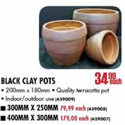 Black Clay Pots-400x300mm Each