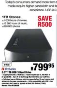 Verbatim 3.5" USB 3 Hard Drive-1TB
