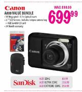 Canon A800 Value Bundle + Camera Bag + 4GB SanDisk SD Card
