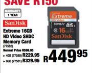 Sandisk Extreme 16GB HD Video SHDC Memory card