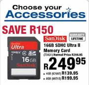Sandisk 16GB SDHC Ultra II Memory Card