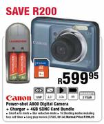 Canon Power-shot A800 Digital Camera + Charger + 4GB SDHC Card Bundle 10MP