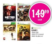XBox 360 Games (Metro 2033, MX Vs ATV Untamed, Rage, Resident Evil)-each