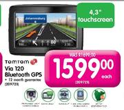 TomTom Via 120 Bluetooth GPS-4.3"Touchscreen