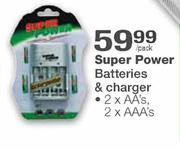 Super Power Batteries & Charger 2xAAA's-Per Pack