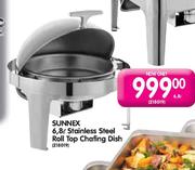 Sunnex Stainless Steel Roll Top Chafing Dish-6.8Ltr