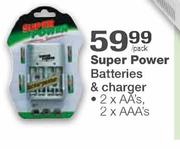 Super Power Batteries & Charger-2xAAA's Pack