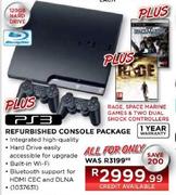 PS3 Refurbished Console Package + Rage, Space Marine Games + Two Dual Shock Controllers