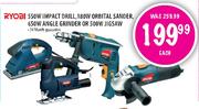 Ryobi 550W Impact Drill,180W Orbital Sander,650W Angle Grinder,500W Jigsaw-Each