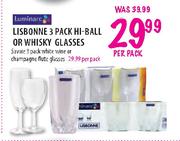 Lisbonne Hi-Ball Or Whisky Glasses-3 Pack 