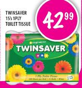 Twinsaver 1Ply Toilet Tissue-15's