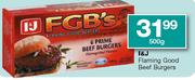 I & J Flaming Good Beef Burgers-500g
