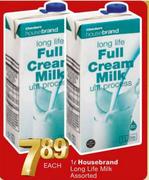 Housebrand Long Life Milk Assorted-1L Each