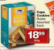 Cape Cookies Rusks Assorted-600g Each 