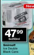 Smirnoff Ice Double Black Cans-6x250ml
