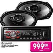 Pioneer CD/USB Front Loader 6x9 400W Speakers-Each