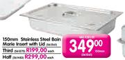 stainless Steel Bain Marie Insert  With Lid  Half-150mm Each 