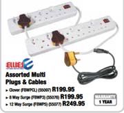 Ellies Assorted 8 Way Surge Multi Plugs & Cables