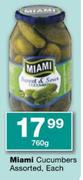 Miami Cucumbers Assorted, Each-760g