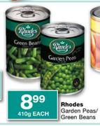 Rhodes Garden Peas/Green Beans-410g each