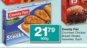 County Fair Crumbed Chicken Breast Steaks Assorted-400g Each