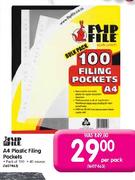 Flip File A4 Plastic Filing Pockets-100's