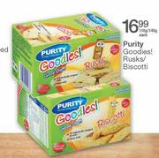 Purity Goodies! Rusks/Biscotti-110gm/140gm Each