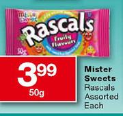 Mister Sweets Rascals Assorted-50g Each