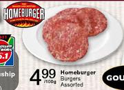 Homeburger Burgers Per 100g