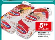 Blue Ribbon Premier/Sliced Brown Bread-700g Each 