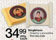 Singletons Wensleydale-200gm Each