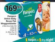 Pampers Active Baby Reuse Pak Weggooidoeke-2 Mini New Baby-108's/3 Midi-96's/4 Maxi-82's/4+Maxi+-74
